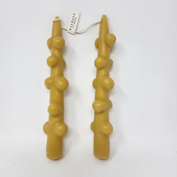 Waxmaya Beeswax Candles Bumpy Tapers 10" Modern Handmade in Montreal NWT - Picture 3 of 5